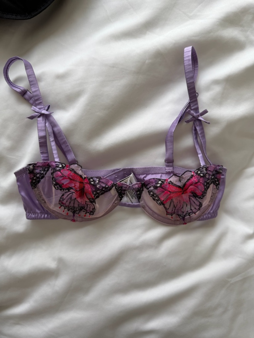 Fleur du Mal Butterfly Embroidered Balconette Bra